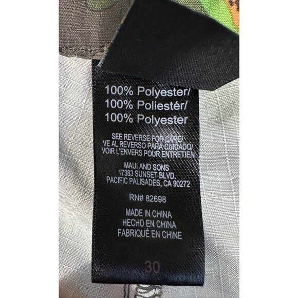 Maui And Sons Swim Trunks Mens 30‎ Green Camo Floral Hawaiian Ripstop Beach - Picture 3 of 10